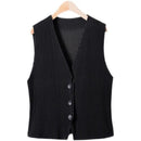 Pleated Short Sleeveless Vest Spring Summer Single-breasted Solid Single-breasted Female Jackets