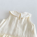 Girls' Solid Color Cake Skirt Summer Baby Doll Neck Dress Children's Bow Skirt