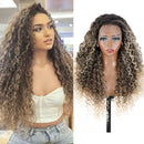 13x4 Curly Lace Front Wig 22 Inches Pre Plucked Pre Cut Water Wave Lace Wigs For Women Ombre Brown Wigs