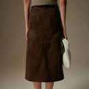 Lady Luxury Leather Skirt Women Skirt Spring Autumn Genuine Midi Dress
