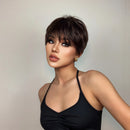 Short Brown Dark Wigs Black Natural Fluffy Pixie Cut Wig for Black Women Wig Heat Resistant Wigs