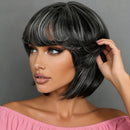 Black Pearl 8 Inch Grey Short Straight Bob Human Hair Wigs For Women Pixie Bob Wigs