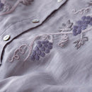 Spring Summer Fresh Linen Blended Dress for Women Floral Embroidery Loose Casual Female