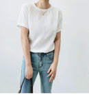 Short Sleeve Jacquard T-shirt Women's Round Neck Simple Comfortable Casual Commute Top Summer