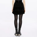 Women Gothic Drawstring Sheath Velvet Fit Short Skirt Personality Black Skirts Women