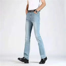 Light blue jeans worn by a person on a white background, Obroi