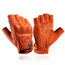 Motorcycle Gloves For Men Half Finger Vintage Leather Breathable Riding Gloves Moto Motocross Protective Gloves