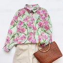 women retro cotton linen shirts and blouses ramie floral tops linen women's clothing