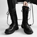 Men Boots Boots Motorcycle Boots for Men Lace-up Platform Boot Mid-Calf Casual Leather
