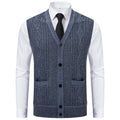 Men's V-Neck Knit Vest, Slim Fit Sleeveless Sweater Waistcoat, Solid Color Smart Casual Pullover for Fall and Winter