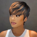 Woman with a stylish haircut against a neutral background, Obroi
