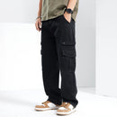 Men Baggy Pants Cargo Pants High Street Multi-Pockets Black Gray Men's Trousers