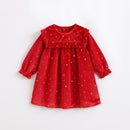 Christmas Dress for Girls Long Sleeve Baby Red Dresses Sisters Velvet Princess Clothes Cotton Sundress Kid Spanish