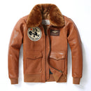 Winter Leather Jacket Men Military Genuine Natural Thick Sheepskin Wool Collar Leather Coat