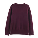 Women Autumn Winter Red Knit Pullover Long Sleeve Casual Basic Sweater