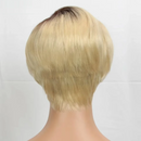 Ombre Blonde Short Cut Pixie Straight Bob Part Lace Human Hair Bangs Natural Honey‑Tone Hairstyle For Ladies