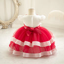 0-3 Years Girl Red Princess Party Dresses Striped Toddler Baby Birthday Ball Gown Newborn Kids Clothes