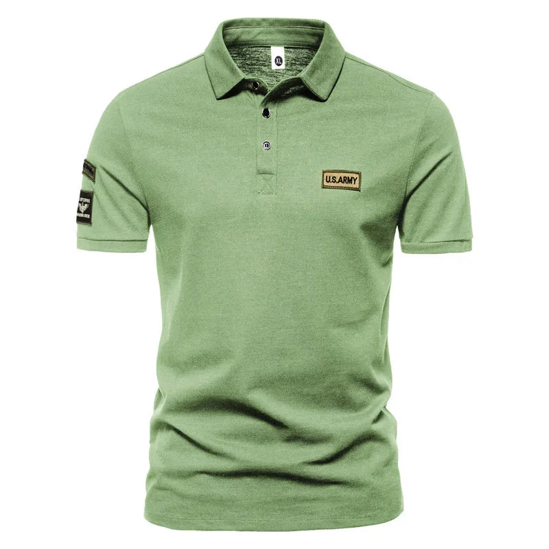 Solid Color Short-Sleeved Lapel Polo Shirt Spring Summer Men's Commuting Pullover T-Shirt