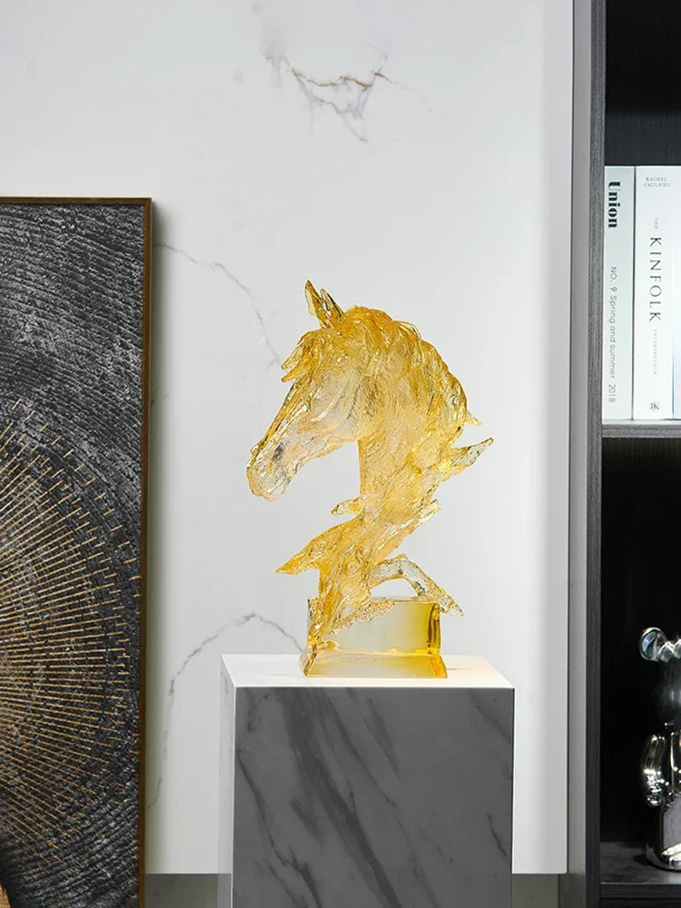 Luxury Home Decor Transparent Resin Horse Statues Modern Nordic Art Indoor Desktop Decoration Accessories Crafts