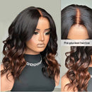 Wavy Omre Brown 5.5x4.5 Silk Base Lace Cloure Wig Human Hair Preplucked No Knots Medium Length for Women