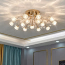 Luxurious ceiling light fixture in a room with decorative walls and curtains, Obroi