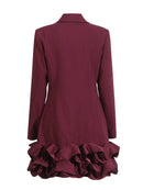 Elegant Chic Dresses for Women Notched Collar Patchwork Double Breasted Mini Dress Female