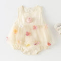 Newborn Princess Baby Jumpsuit Breathable Baby Girl Clothes Floral Veil Wrapped Skirt Sweet Romper