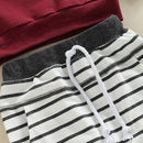Toddler Baby Boys Spring Fall Clothing Outfit Long Sleeve Sweatshirt Tops and Casual Striped Drawstring Sweatpants Set