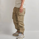 Spring Summer Retro Military Outdoor Cargo Pants Men Loose Casual Ankle-tied Trousers