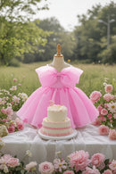 Baby girl pink sweet dress with girl dress and textured girl's clothing suitable for parties