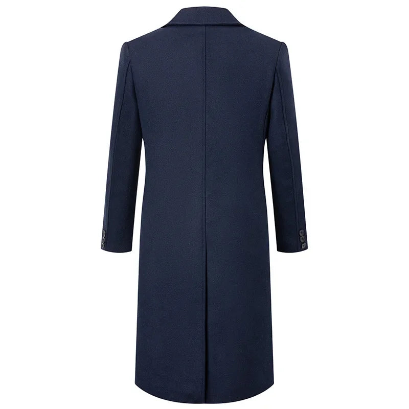 Men's Trench Coats Double Breasted Lapel Slim Fit Winter Overcoat Jackets Wool Blazer