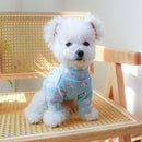 Dog Dresses Pet Clothes for Spring and Summer Bichon Blue Floral Bottoming Shirt Cute Pullover Shirt Light and Breathable