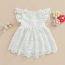 Summer Infant Baby Toddler Girl Casual Dress Flying Sleeve Lace Floral Beach Dresses Princess Daily Children Clothes