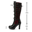 Women's Belt Buckle Knee High Boots Winter Keep Warm Female Lace Long Boot Gothic Mature Ladies Platform Knee Boottes
