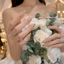 Bridal Press On Nails Gel Pearl French Almond Nails Wedding Tips for Women Elegant Jewelry