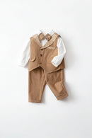 Children's formal outfit with vest, pants, and bow tie on a white background, Obroi