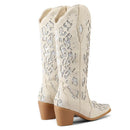 Western Women Knee-high Boots Floral Boots Retro Shoes