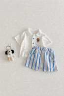 Baby Set Summer Boys' Breathable Labeling Shirt Children's Striped Shorts Two Piece Set