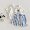 Baby Set Summer Boys' Breathable Labeling Shirt Children's Striped Shorts Two Piece Set