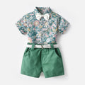 Children gentleman summer clothes striped short sleeve tops + white shorts 2 pcs clothing sets for kids baby boys party suits