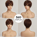 Short Pixie Cut Human Hair Wig Layered Wigs with Bangs Human Hair Natural Straight Wig