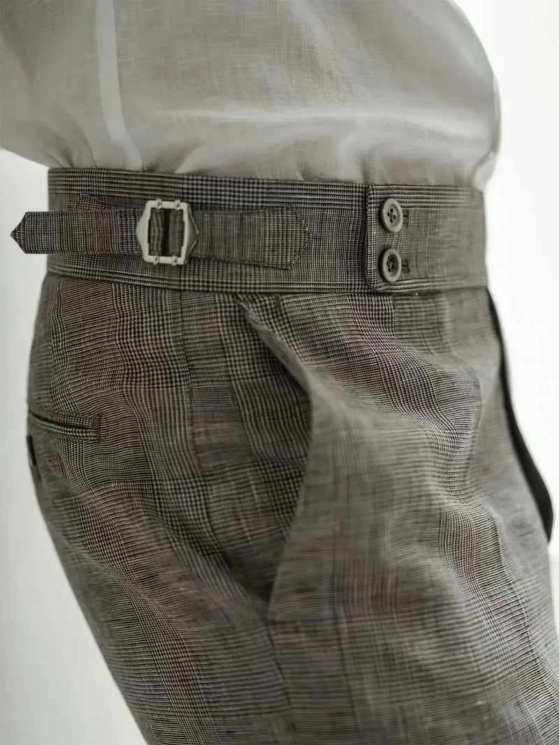 Men Pants Naples Linen Casual British Style Slim Fit Trousers Spring Summer Ankle-Length Suit Pants