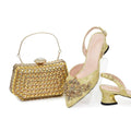 Studded Pointed-Toe High Heel Shoes & Matching Bag Set Stylish and Comfortable Footwear for Women