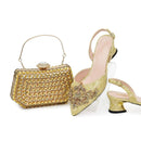 Studded Pointed-Toe High Heel Shoes & Matching Bag Set Stylish and Comfortable Footwear for Women