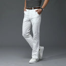 Summer Thin Men Flared Pants Men  Classic Flare Straight Trousers White Black