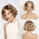 Golden Brown Ombre Short Curly Synthetic Wig Bob with Woolly Curls