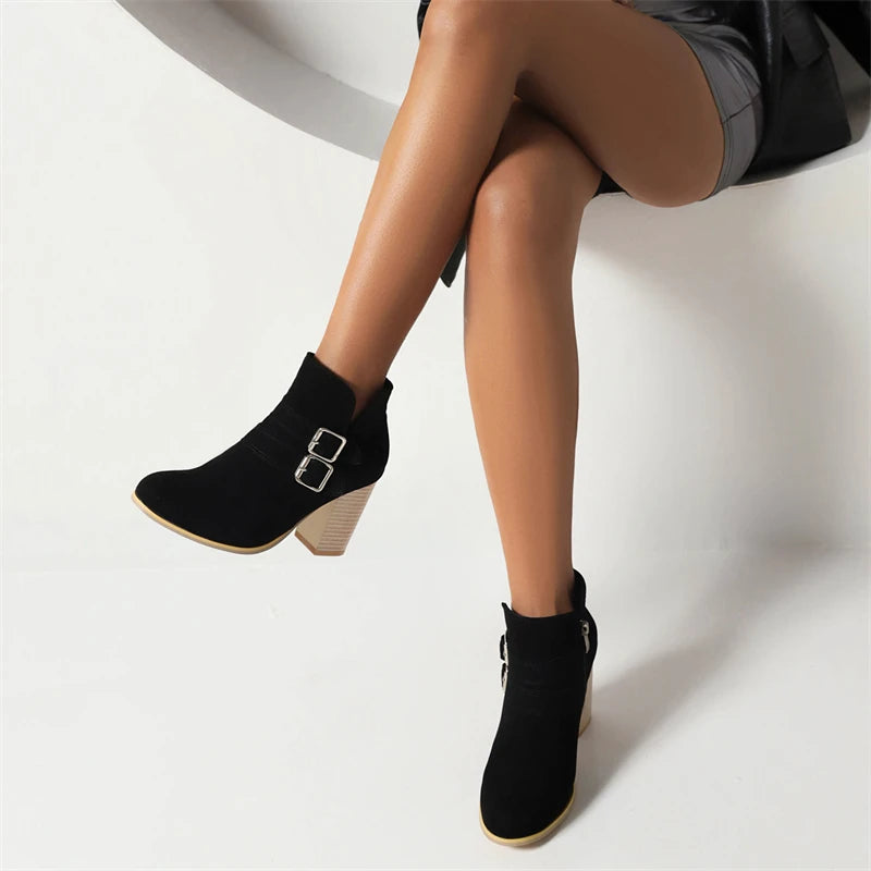 Flock Ankle Boots For Women Elegant Autumn Winter Short Boots