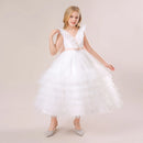 Girl White Wedding Evening First Communion Princess Gown Kids Party Dress Children Formal Birthday Costume Pageant Bow Vestidos