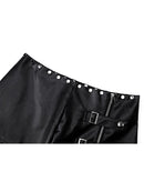 Summer Women's Black Gothic Pleated Leather Skirt Skirts Style Vintage Short Zippers A-Line Mini Skirt