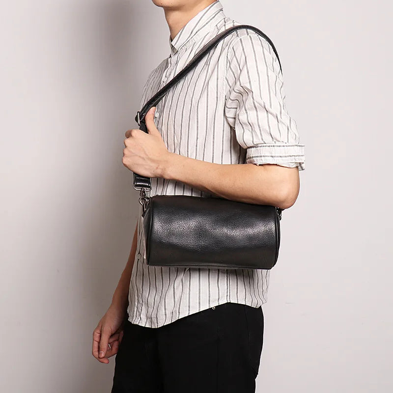 Men's Bag Genuine Leather One Shoulder Backpack Personalized Mobile Phone Bag Men's Bag